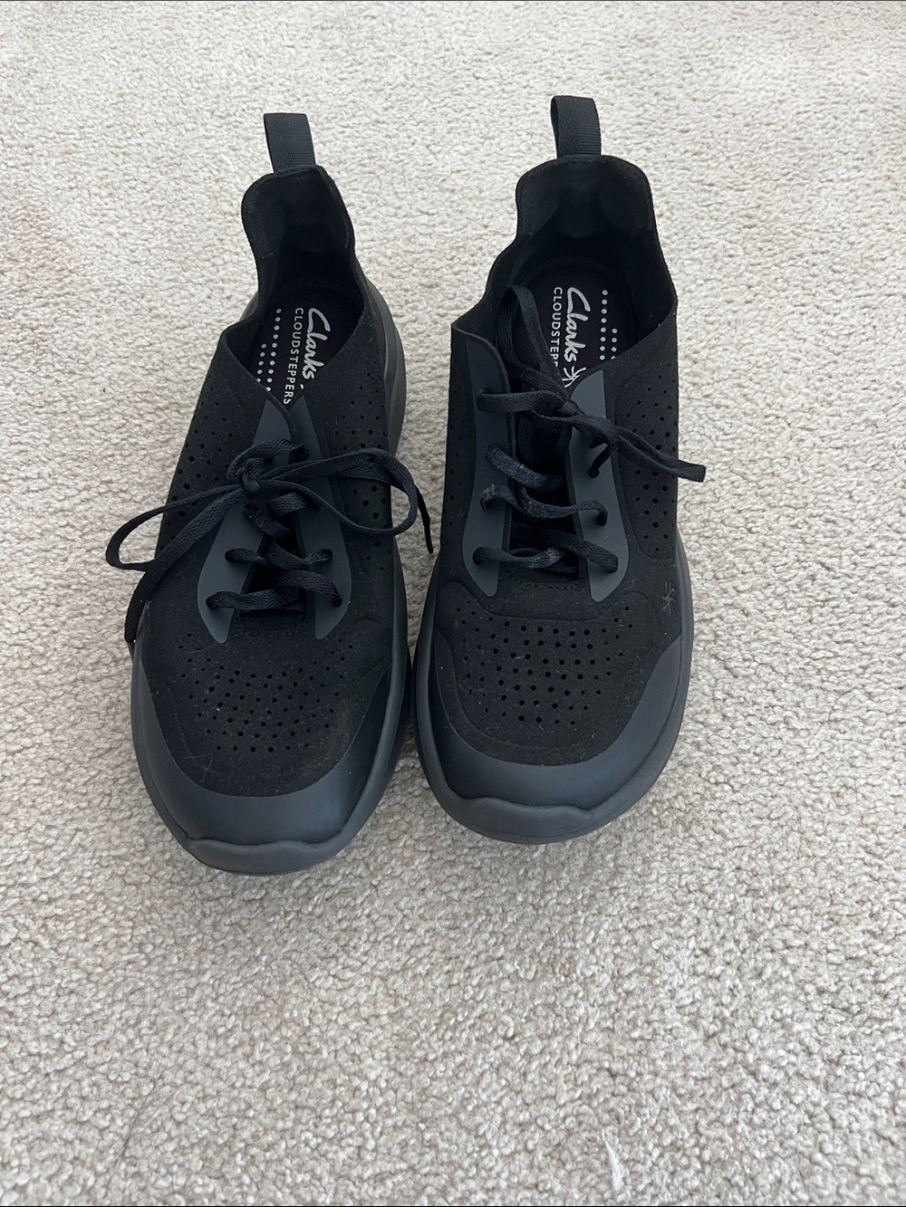 Clarks Black Cloudsteppers Perforated Lace-Up Sneakers